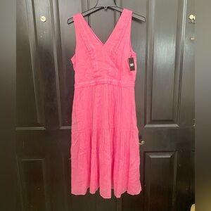DKNY Hot Pink Fuschia BoHo 3/4 length sleeveless sundress Brand New Ret $139